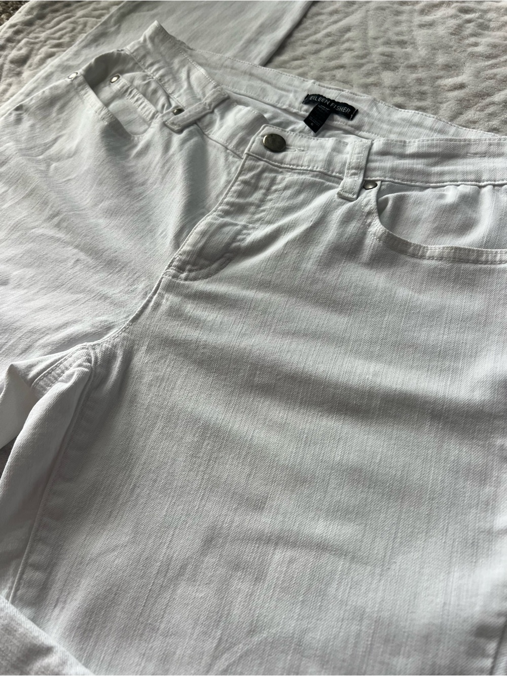 Eileen Fisher White Organic Cotton Stretch Jeans Women’s Size 6 Straight Leg - Picture 2 of 9